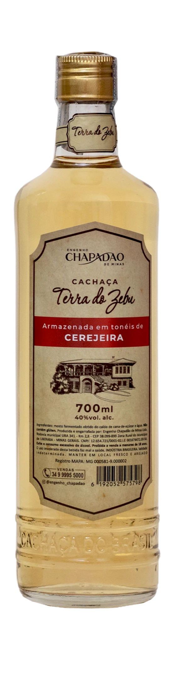 Outra apresentação da cachaça Terra do Zebu Cerejeira