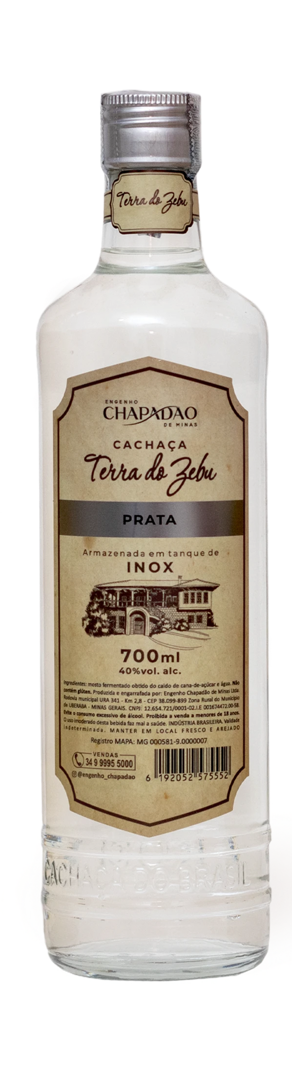 Outra apresentação da cachaça Terra do Zebu Inox